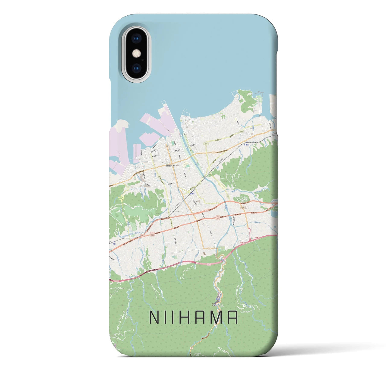 【新居浜】地図柄iPhoneケース（バックカバータイプ・ナチュラル）iPhone XS Max 用