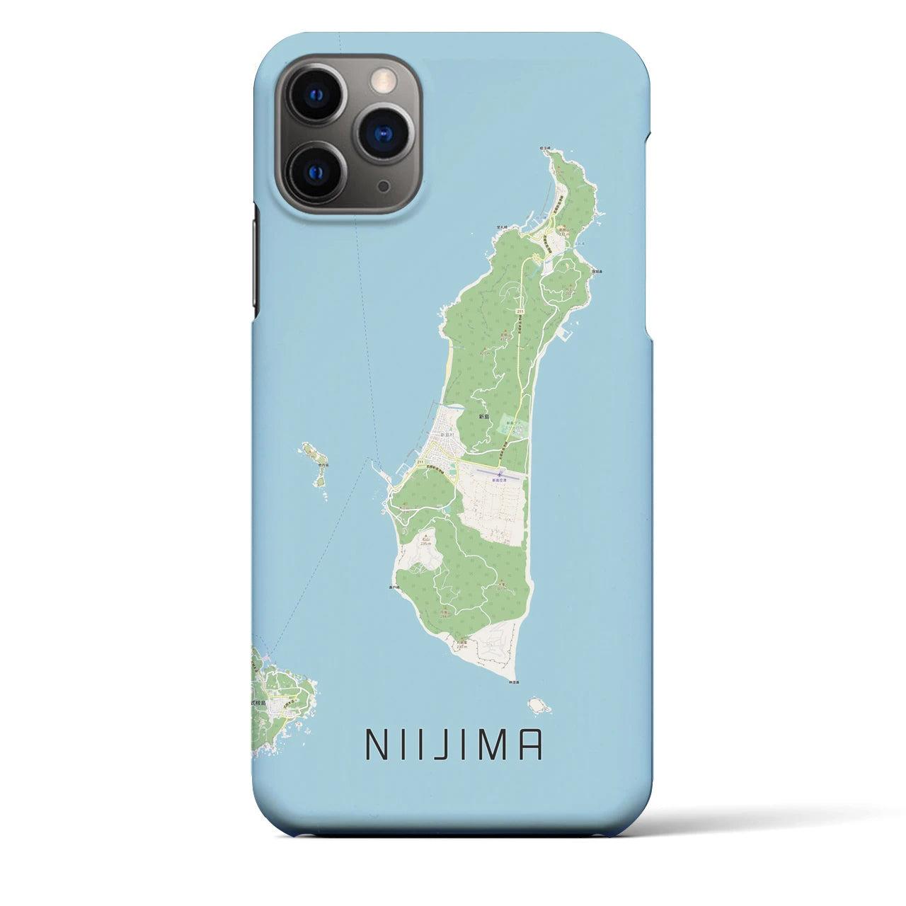 【新島】地図柄iPhoneケース（バックカバータイプ・ナチュラル）iPhone 11 Pro Max 用
