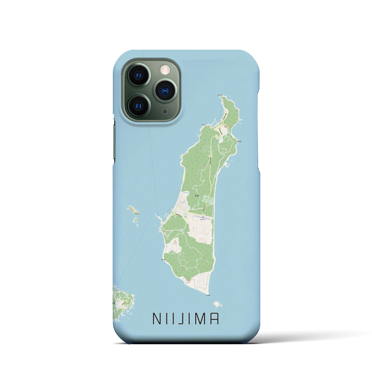 【新島】地図柄iPhoneケース（バックカバータイプ・ナチュラル）iPhone 11 Pro 用