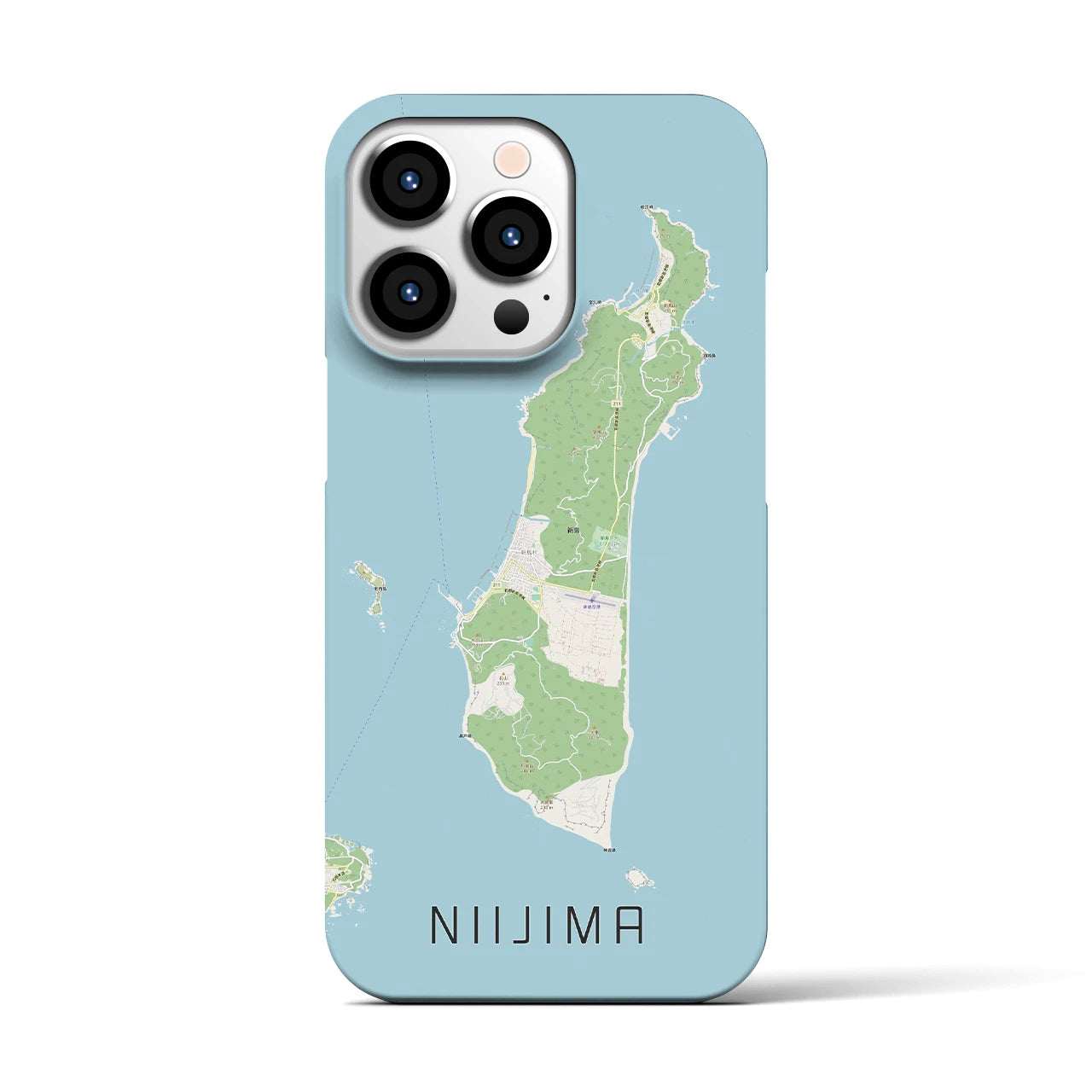 【新島】地図柄iPhoneケース（バックカバータイプ・ナチュラル）iPhone 13 Pro 用