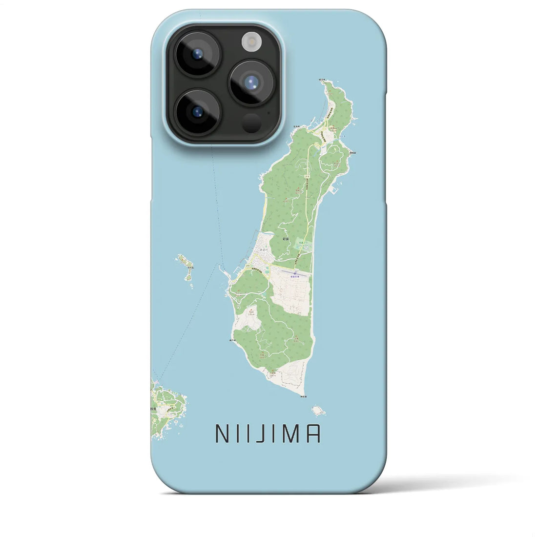【新島】地図柄iPhoneケース（バックカバータイプ・ナチュラル）iPhone 15 Pro Max 用