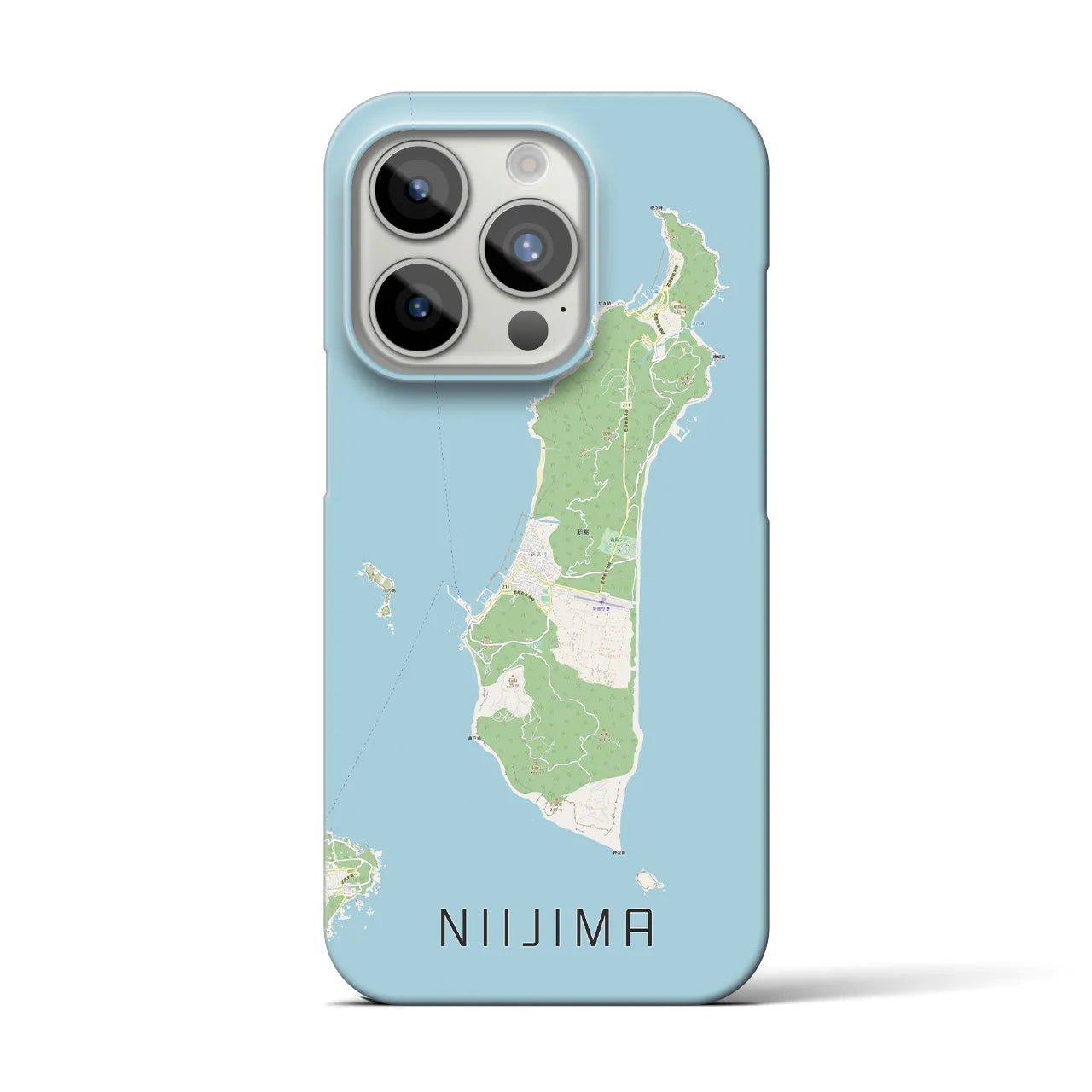 【新島】地図柄iPhoneケース（バックカバータイプ・ナチュラル）iPhone 15 Pro 用