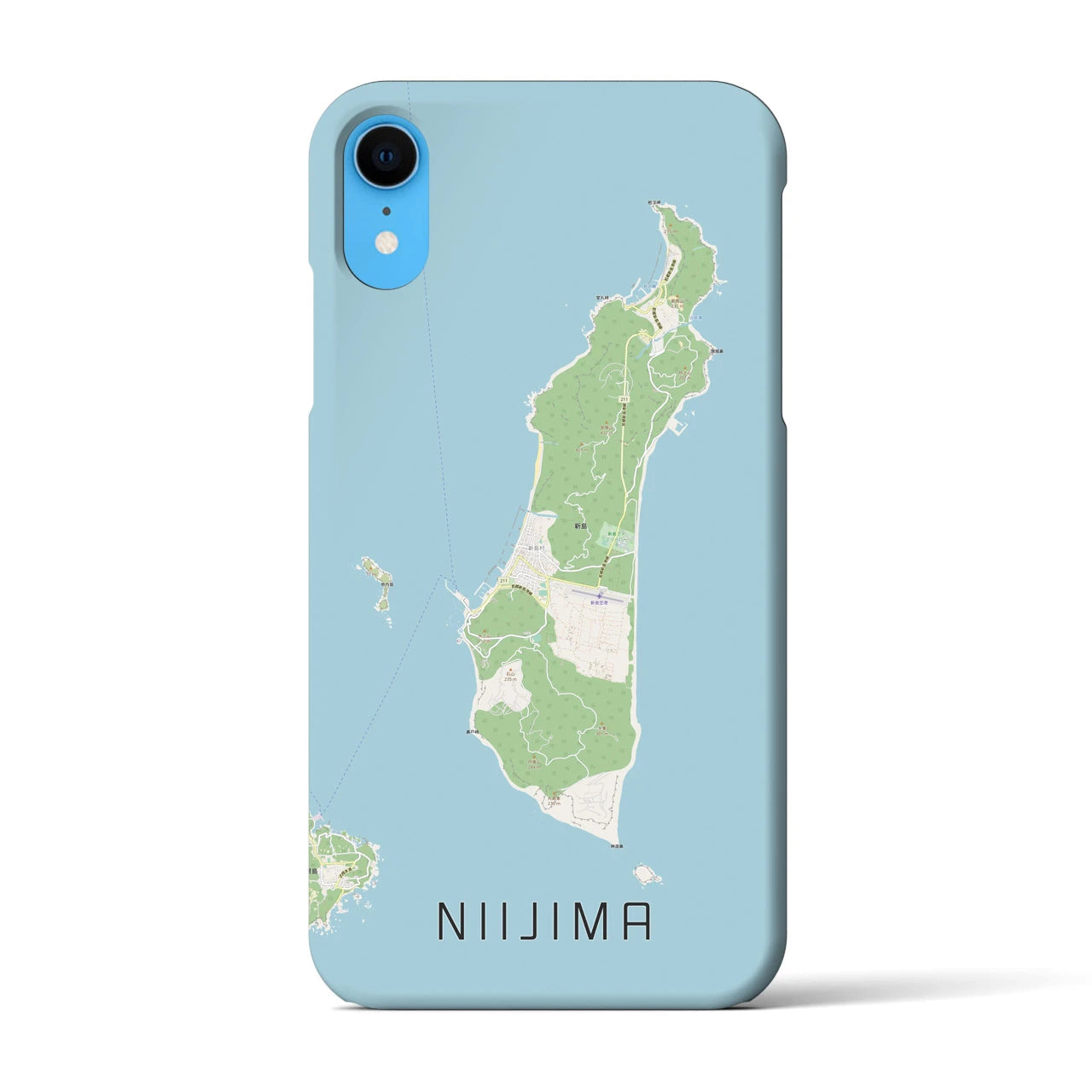 【新島】地図柄iPhoneケース（バックカバータイプ・ナチュラル）iPhone XR 用