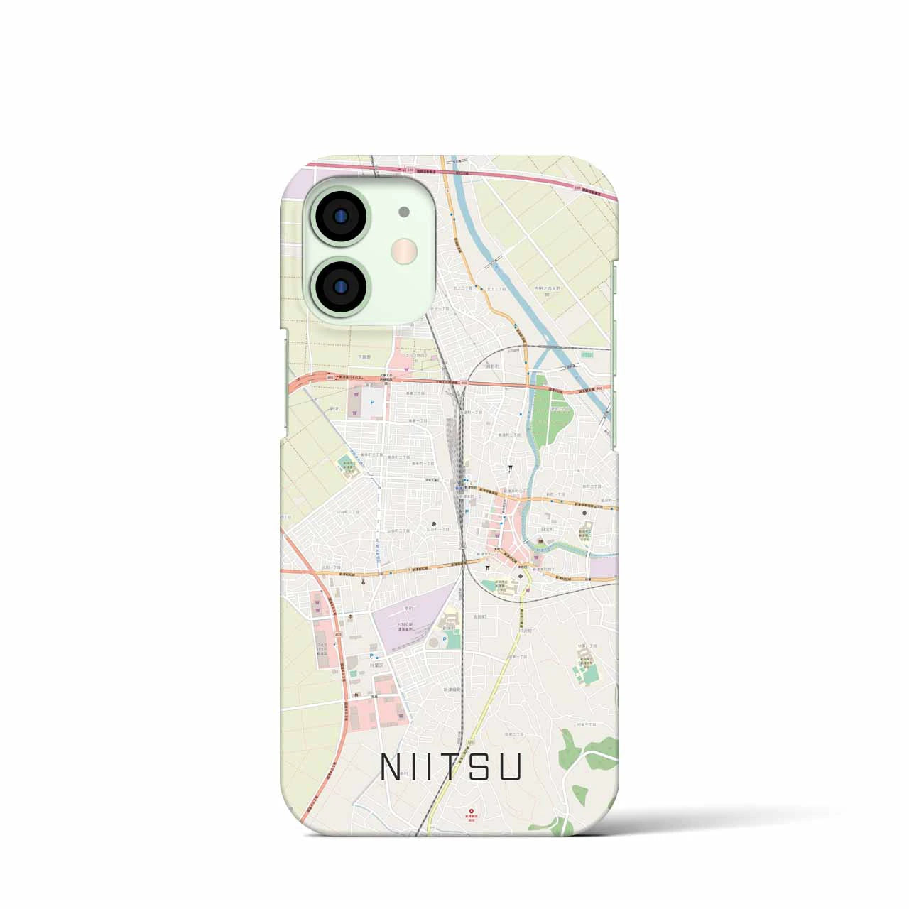 【新津】地図柄iPhoneケース（バックカバータイプ・ナチュラル）iPhone 12 mini 用