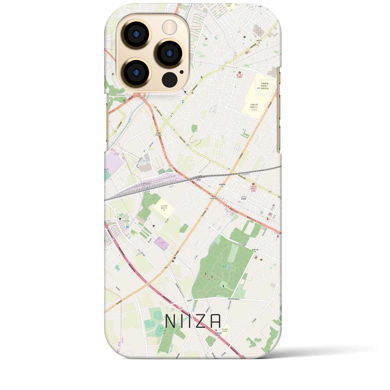 【新座】地図柄iPhoneケース（バックカバータイプ・ナチュラル）iPhone 12 Pro Max 用