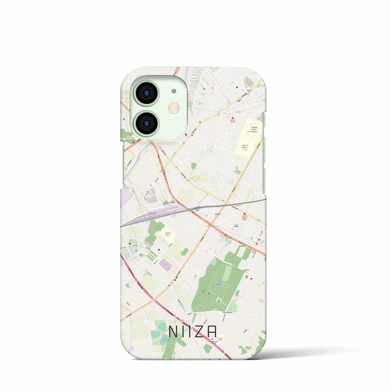 【新座】地図柄iPhoneケース（バックカバータイプ・ナチュラル）iPhone 12 mini 用