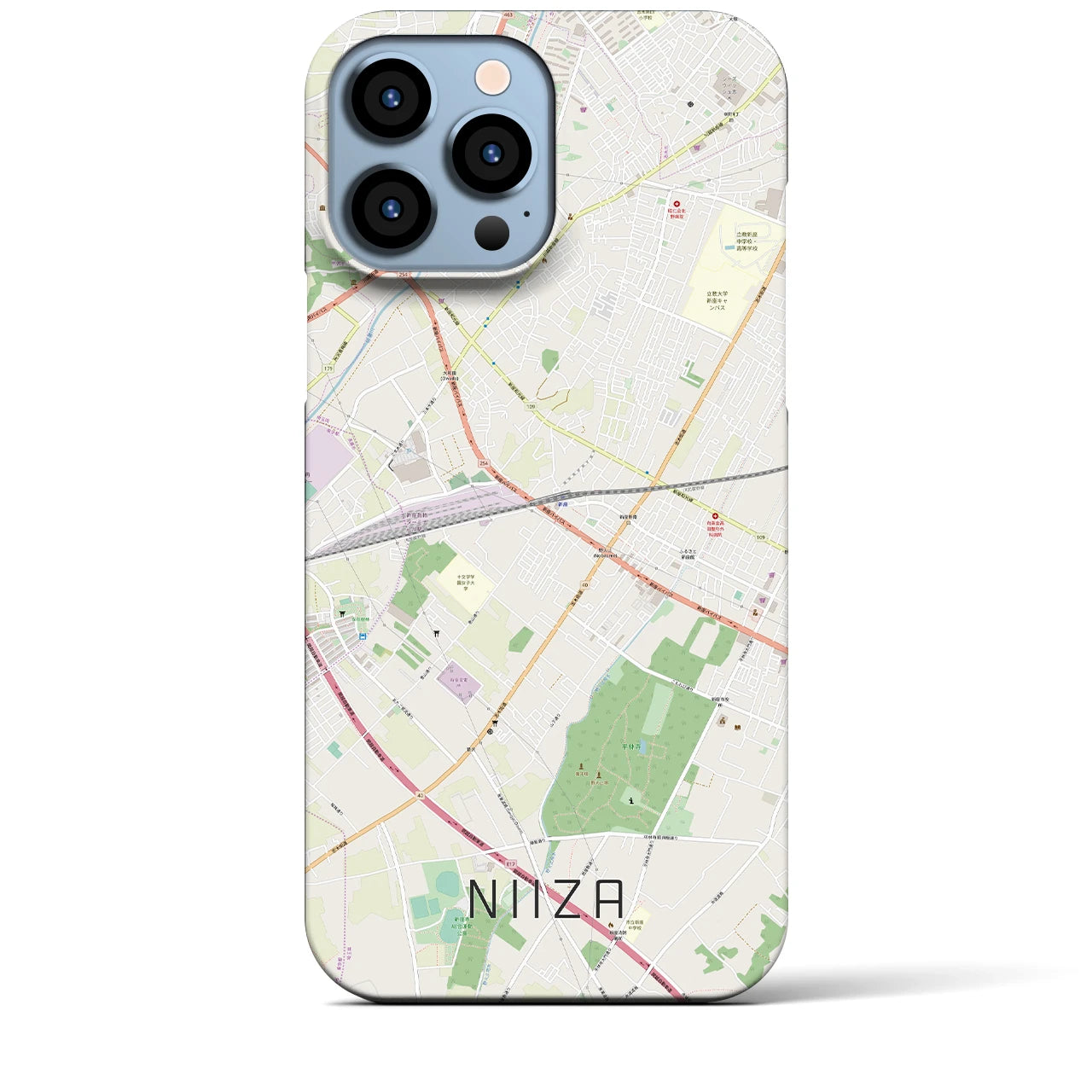 【新座】地図柄iPhoneケース（バックカバータイプ・ナチュラル）iPhone 13 Pro Max 用
