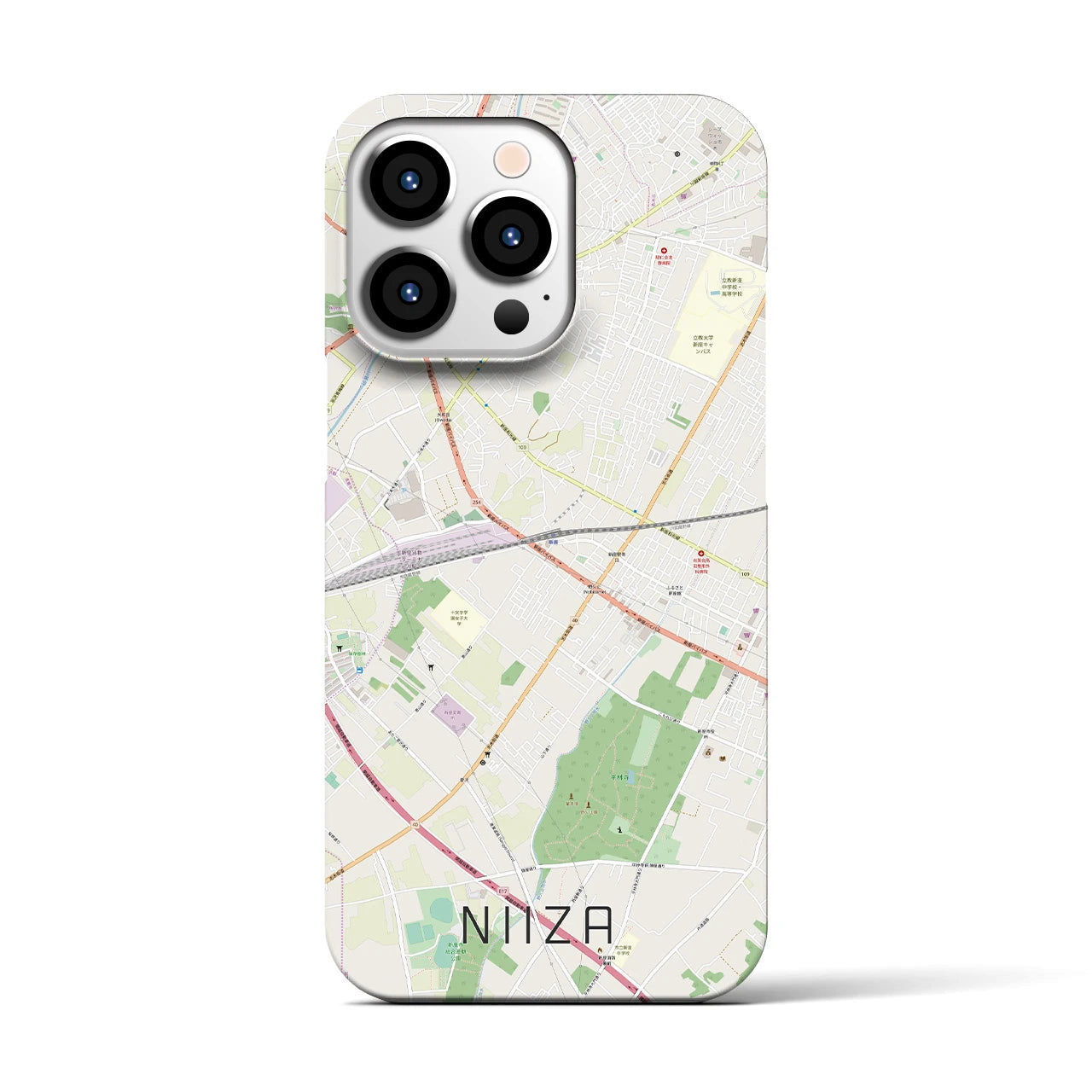 【新座】地図柄iPhoneケース（バックカバータイプ・ナチュラル）iPhone 13 Pro 用
