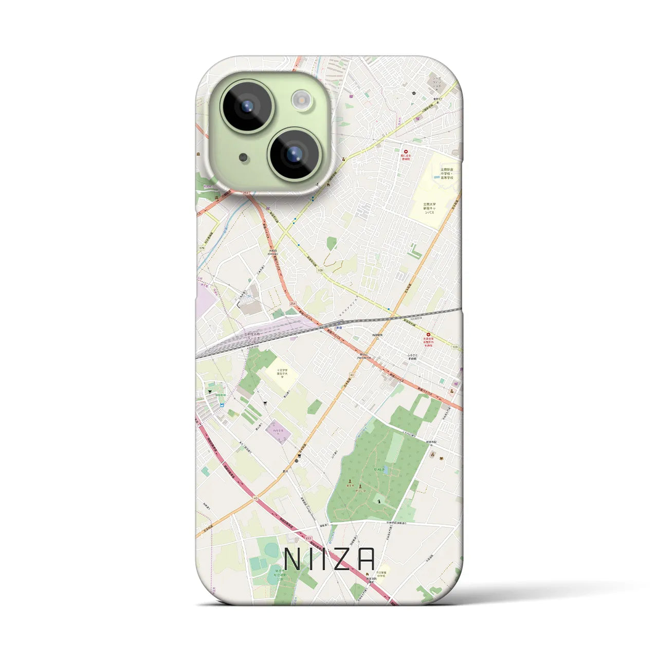 【新座】地図柄iPhoneケース（バックカバータイプ・ナチュラル）iPhone 15 用