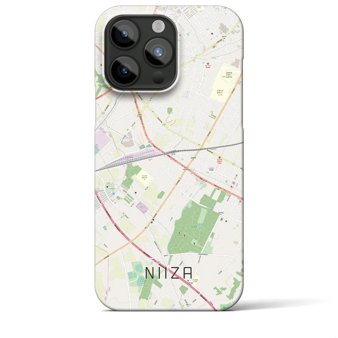 【新座】地図柄iPhoneケース（バックカバータイプ・ナチュラル）iPhone 15 Pro Max 用
