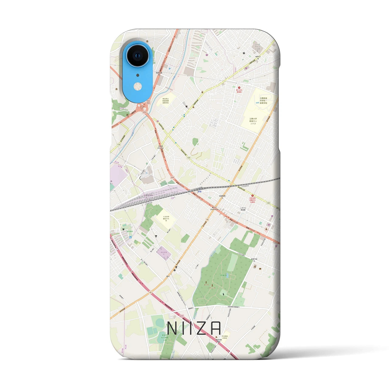 【新座】地図柄iPhoneケース（バックカバータイプ・ナチュラル）iPhone XR 用