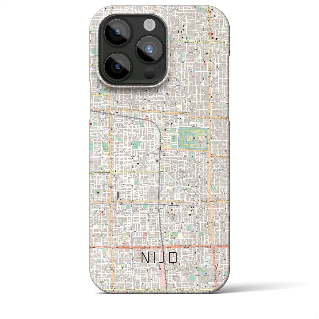 【二条】地図柄iPhoneケース（バックカバータイプ・ナチュラル）iPhone 15 Pro Max 用
