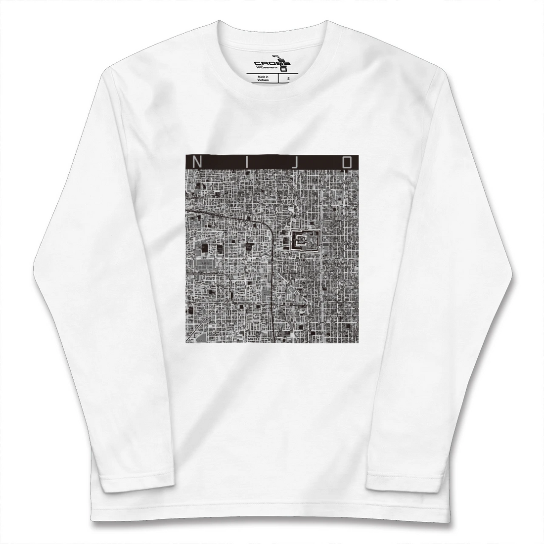 【二条(京都府)】地図柄ロングスリーブTシャツ