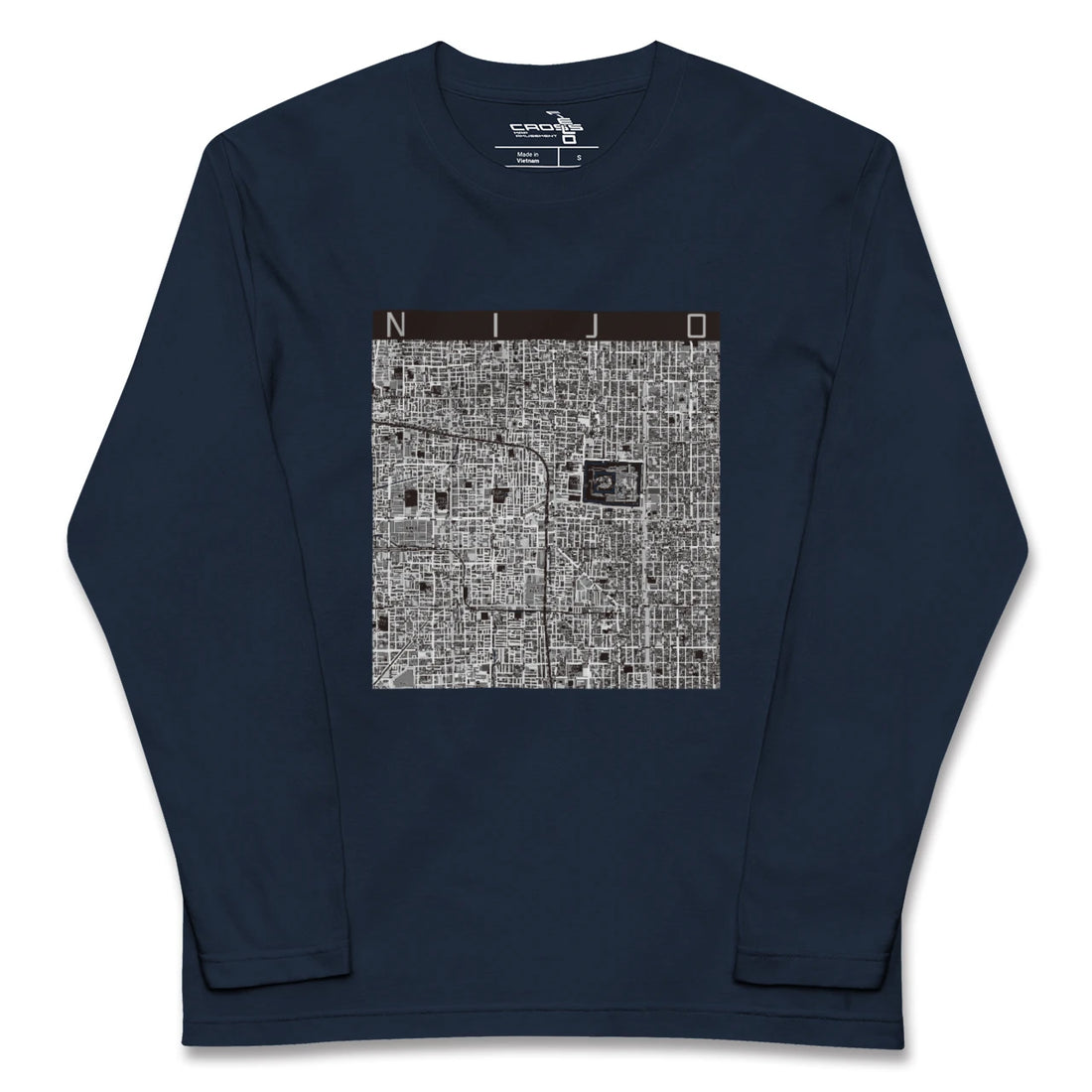 【二条(京都府)】地図柄ロングスリーブTシャツ