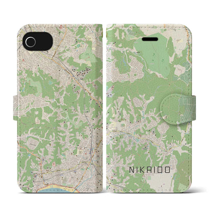 【二階堂（神奈川県）】地図柄iPhoneケース（手帳タイプ）ナチュラル・iPhone SE（第3 / 第2世代） / 8 / 7 / 6s / 6 用