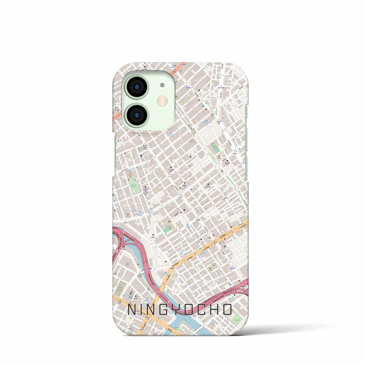 【人形町】地図柄iPhoneケース（バックカバータイプ・ナチュラル）iPhone 12 mini 用