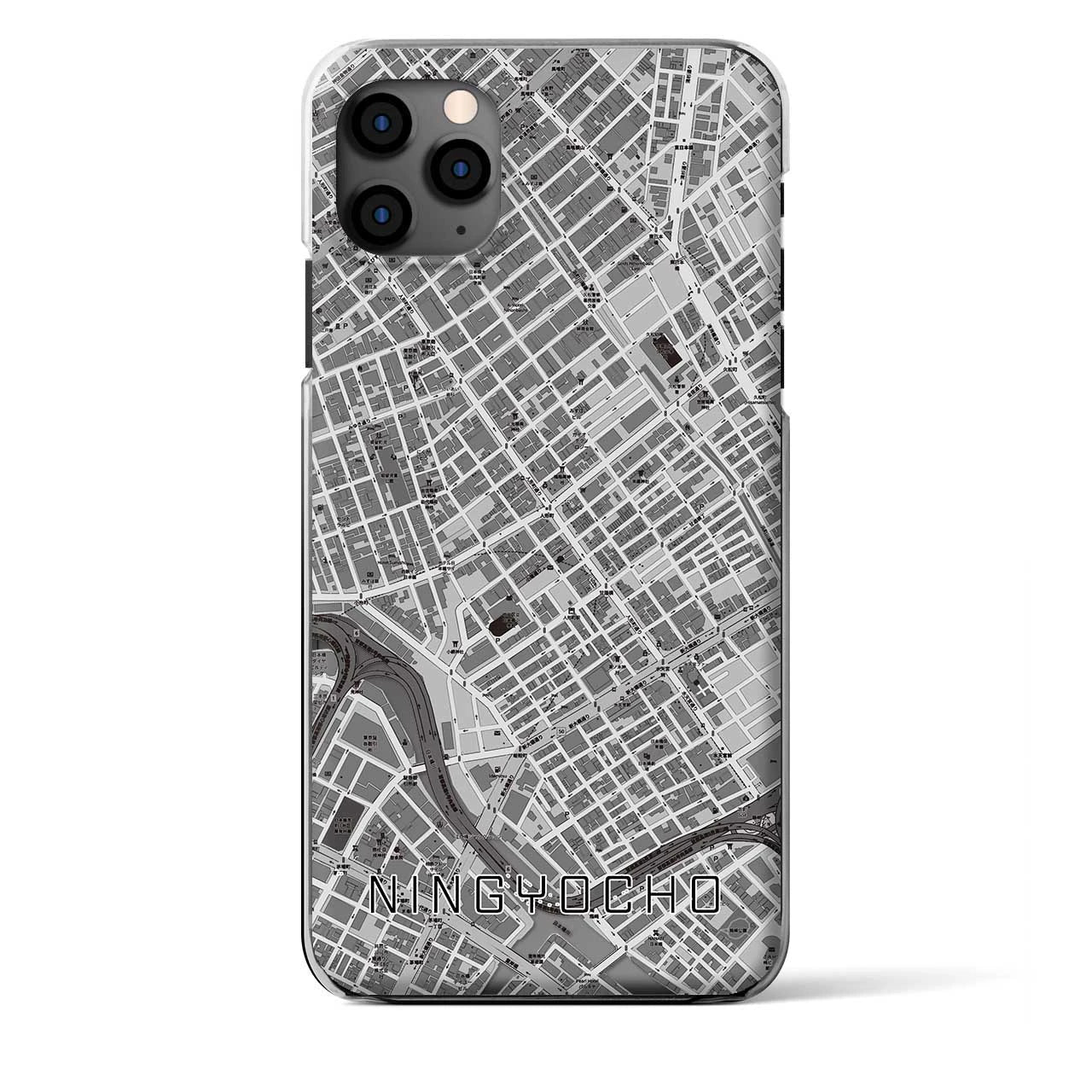 【人形町】地図柄iPhoneケース（クリアタイプ・モノトーン）iPhone 11 Pro Max 用