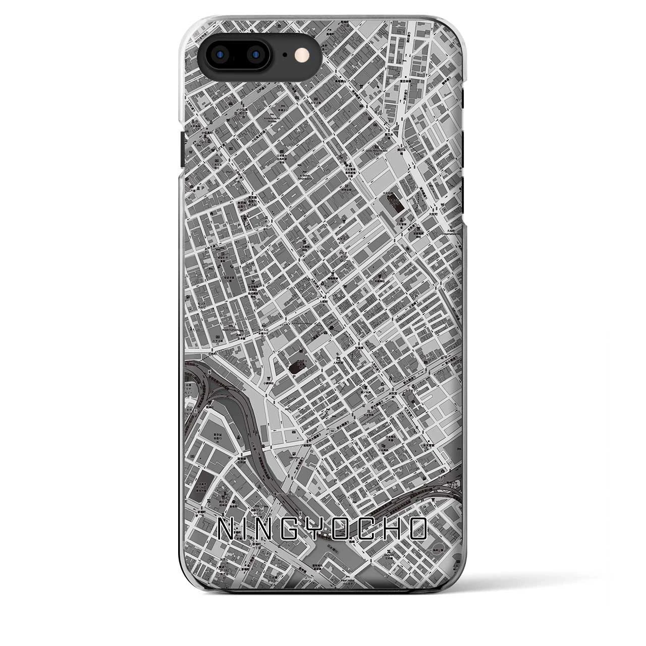 【人形町】地図柄iPhoneケース（クリアタイプ・モノトーン）iPhone 8Plus /7Plus / 6sPlus / 6Plus 用
