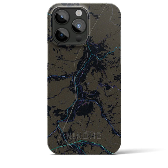 【二戸】地図柄iPhoneケース（バックカバータイプ・ブラック）iPhone 15 Pro Max 用