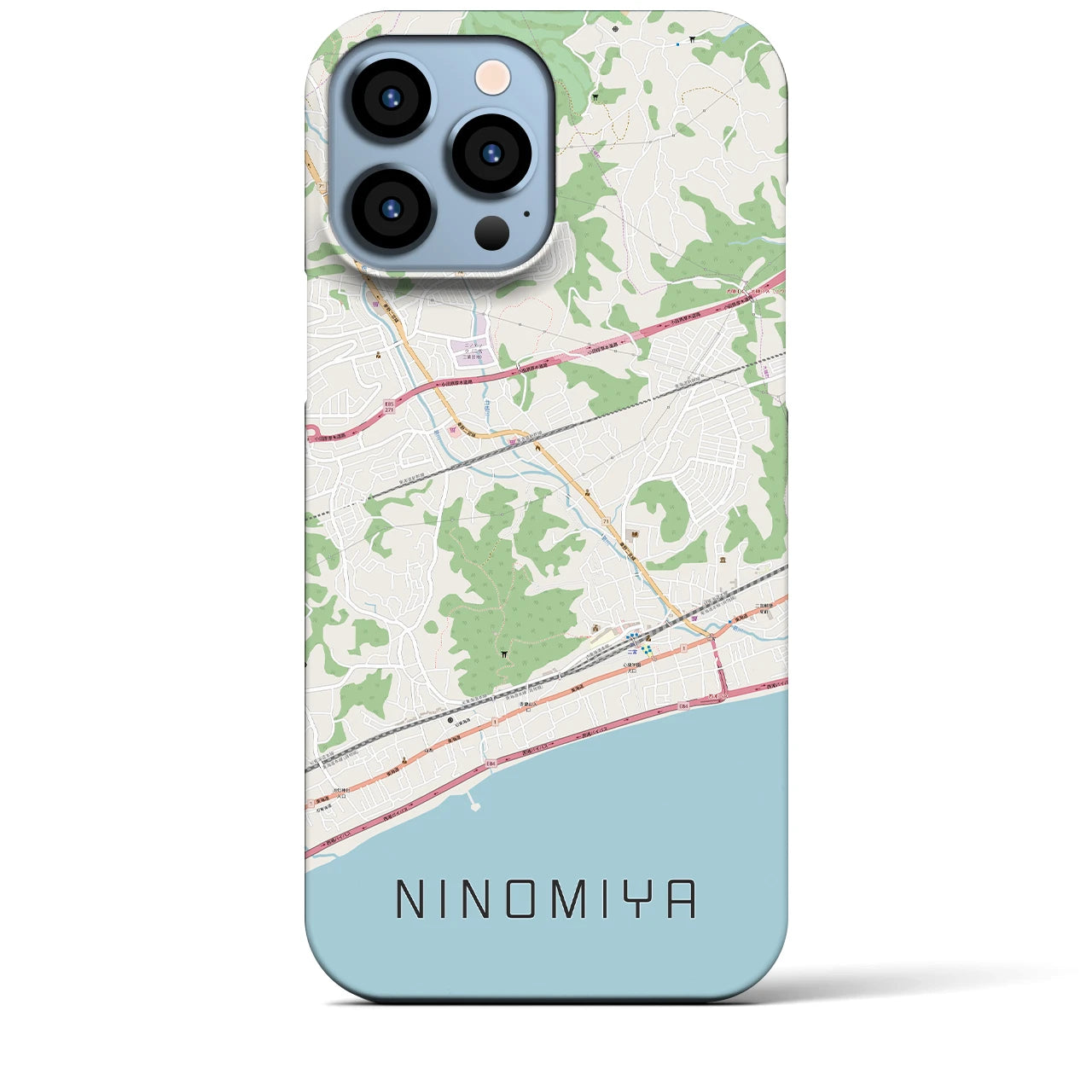 【二宮】地図柄iPhoneケース（バックカバータイプ・ナチュラル）iPhone 13 Pro Max 用