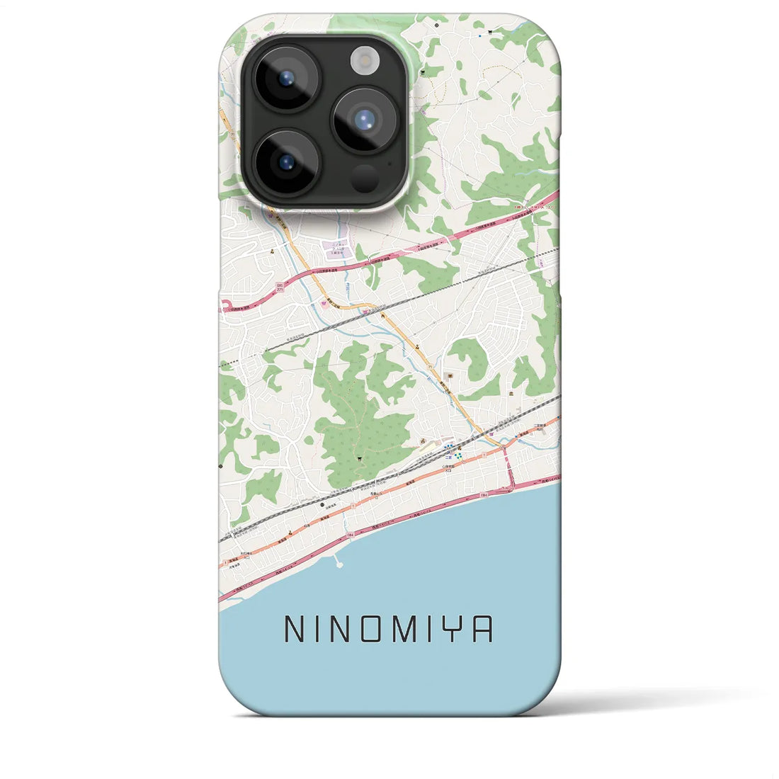 【二宮】地図柄iPhoneケース（バックカバータイプ・ナチュラル）iPhone 15 Pro Max 用