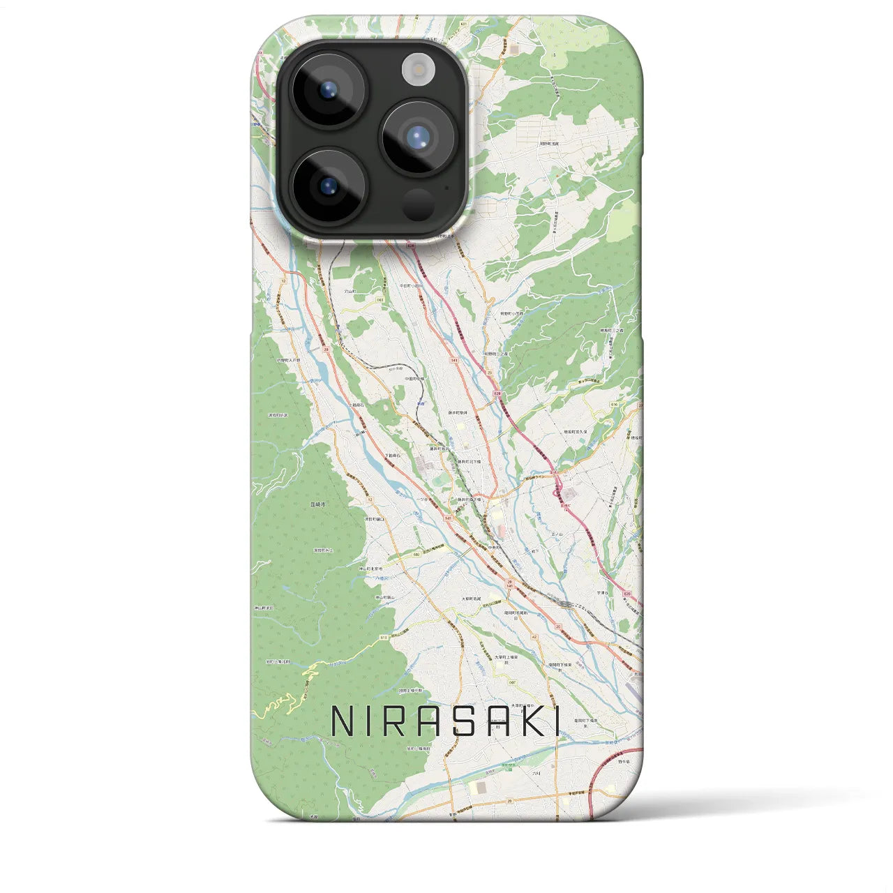 【韮崎】地図柄iPhoneケース（バックカバータイプ・ナチュラル）iPhone 15 Pro Max 用