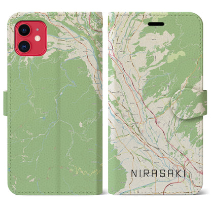 【韮崎（山梨県）】地図柄iPhoneケース（手帳タイプ）ナチュラル・iPhone 11 用