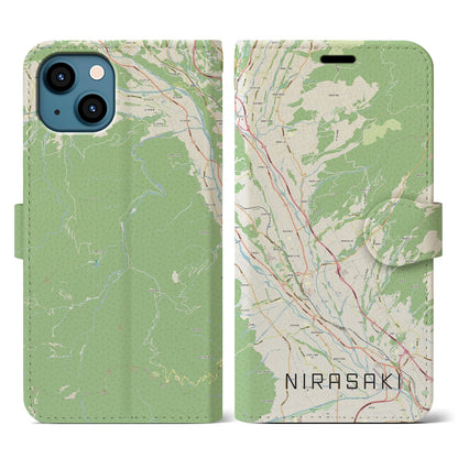 【韮崎（山梨県）】地図柄iPhoneケース（手帳タイプ）ナチュラル・iPhone 13 用