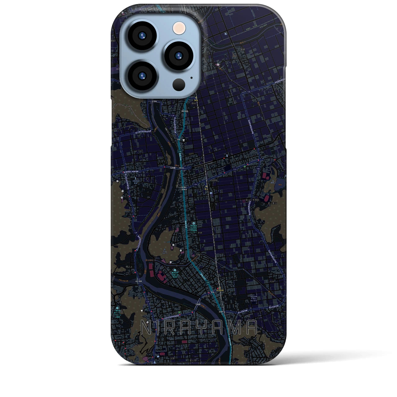 【韮山】地図柄iPhoneケース（バックカバータイプ・ブラック）iPhone 13 Pro Max 用