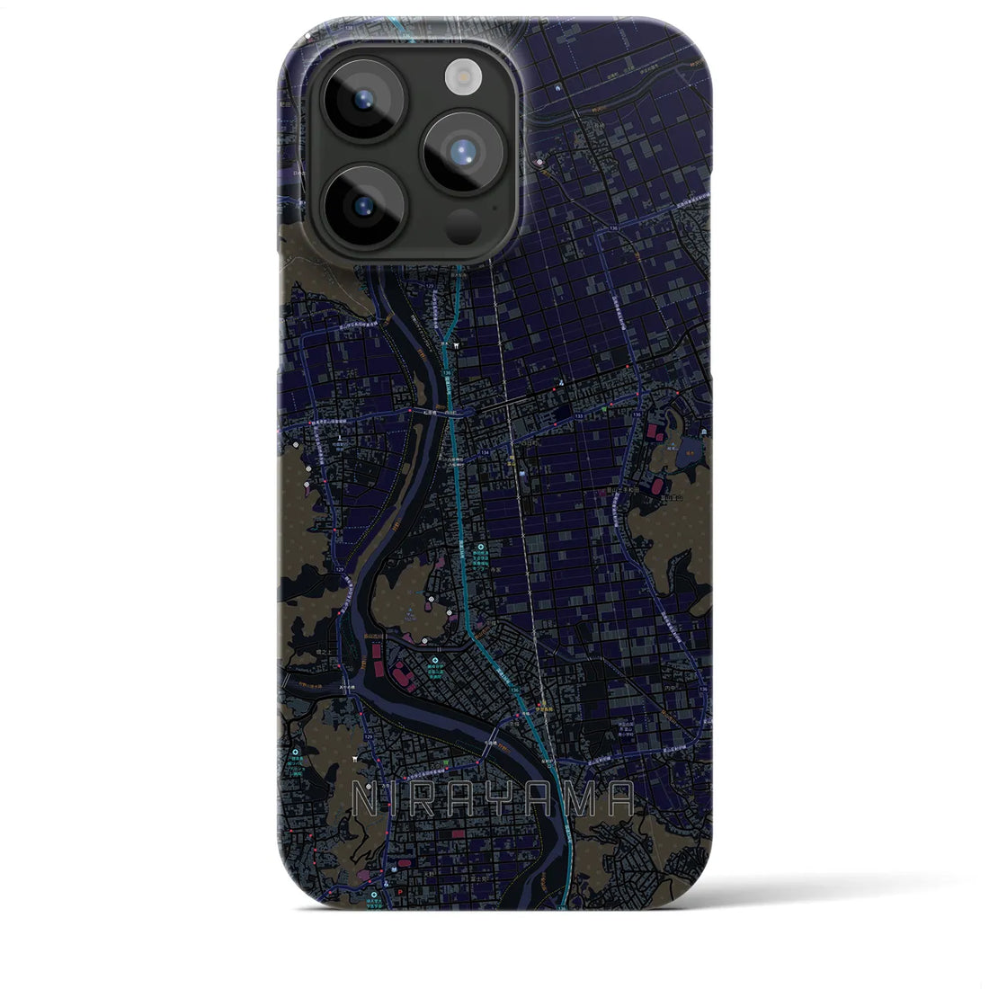【韮山】地図柄iPhoneケース（バックカバータイプ・ブラック）iPhone 15 Pro Max 用