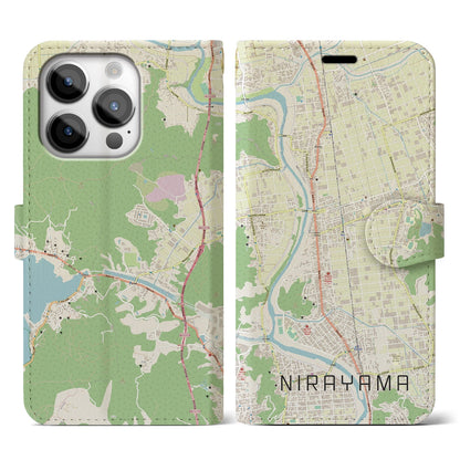 【韮山（静岡県）】地図柄iPhoneケース（手帳タイプ）ナチュラル・iPhone 14 Pro 用