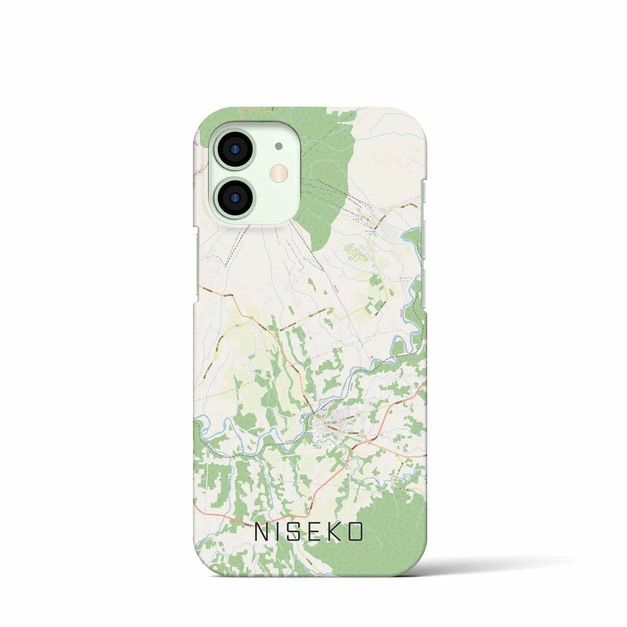 【ニセコ】地図柄iPhoneケース（バックカバータイプ・ナチュラル）iPhone 12 mini 用