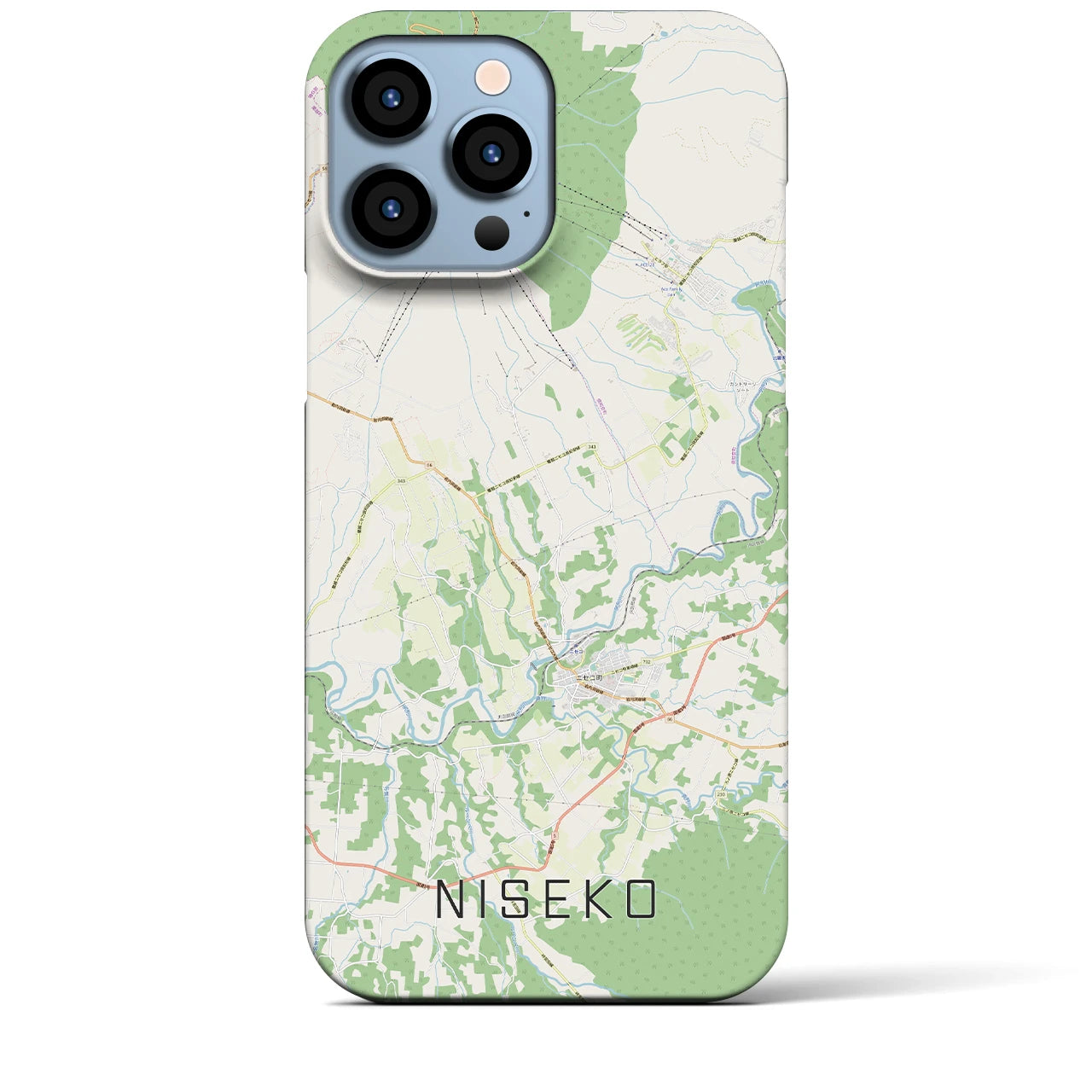 【ニセコ】地図柄iPhoneケース（バックカバータイプ・ナチュラル）iPhone 13 Pro Max 用