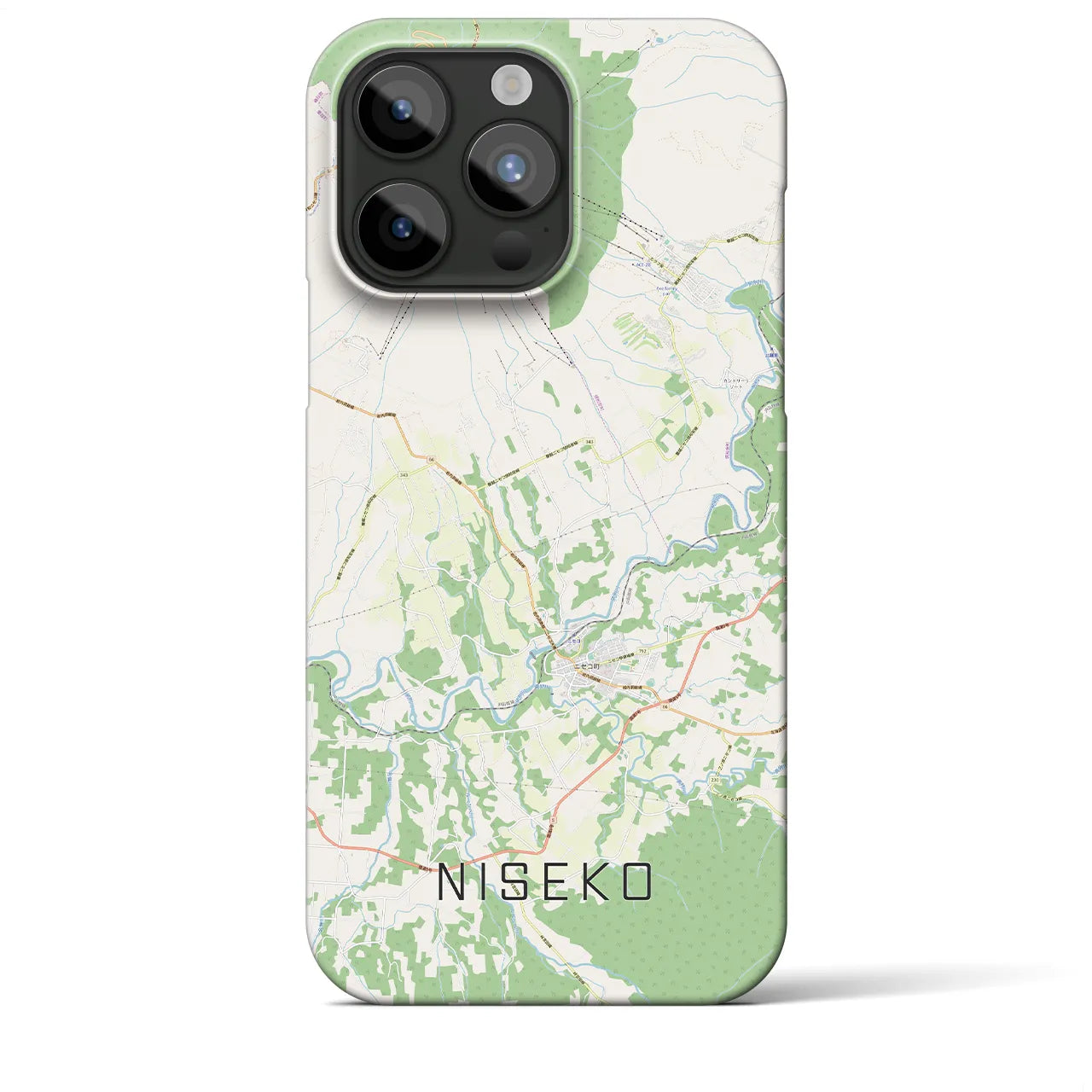 【ニセコ】地図柄iPhoneケース（バックカバータイプ・ナチュラル）iPhone 15 Pro Max 用
