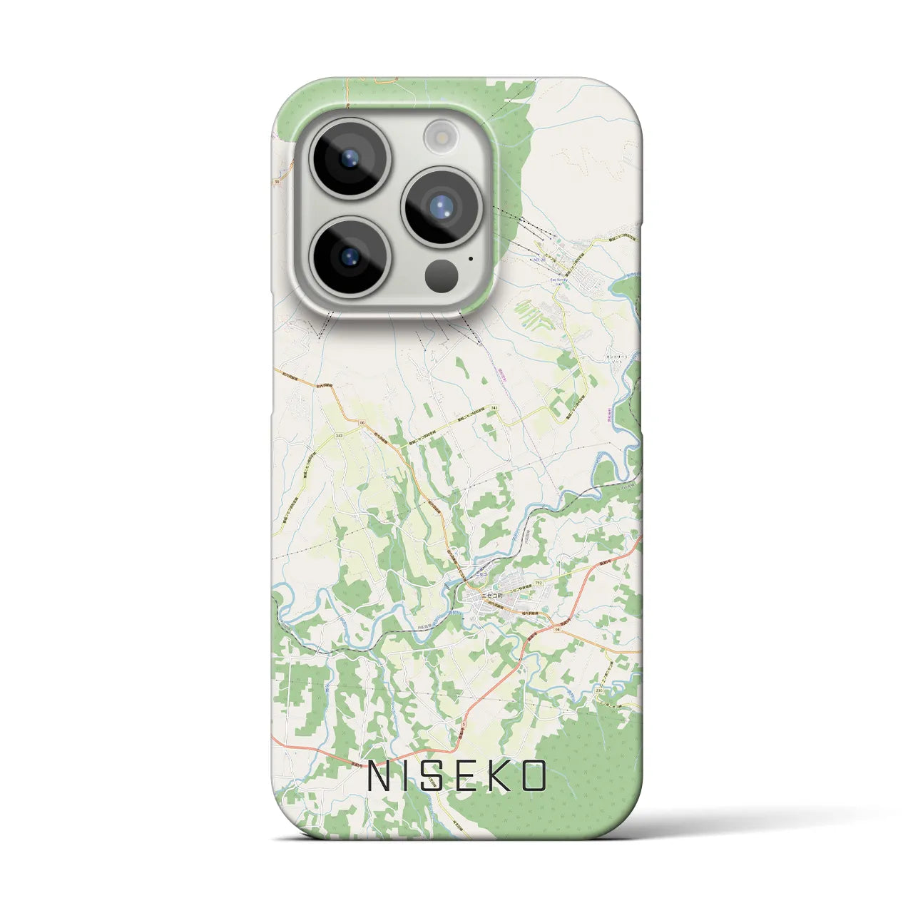 【ニセコ】地図柄iPhoneケース（バックカバータイプ・ナチュラル）iPhone 15 Pro 用