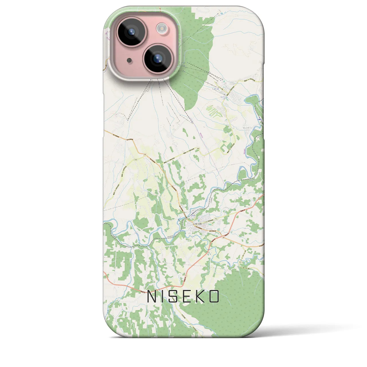 【ニセコ】地図柄iPhoneケース（バックカバータイプ・ナチュラル）iPhone 15 Plus 用