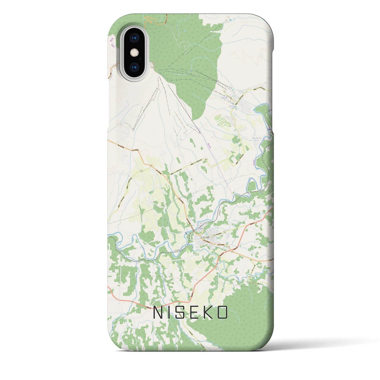 【ニセコ】地図柄iPhoneケース（バックカバータイプ・ナチュラル）iPhone XS Max 用