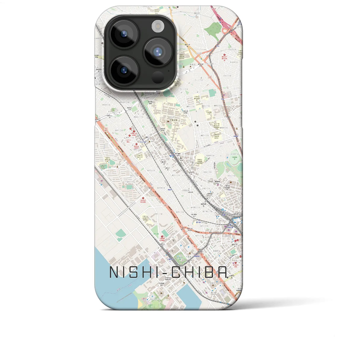 【西千葉】地図柄iPhoneケース（バックカバータイプ・ナチュラル）iPhone 15 Pro Max 用