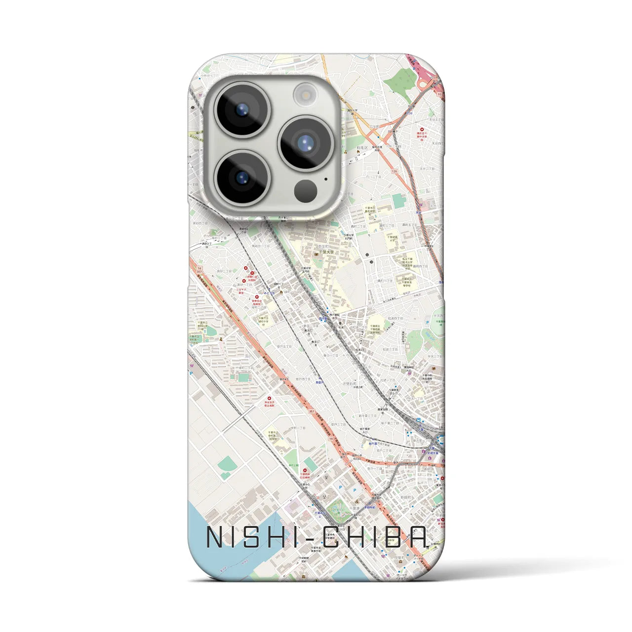 【西千葉】地図柄iPhoneケース（バックカバータイプ・ナチュラル）iPhone 15 Pro 用