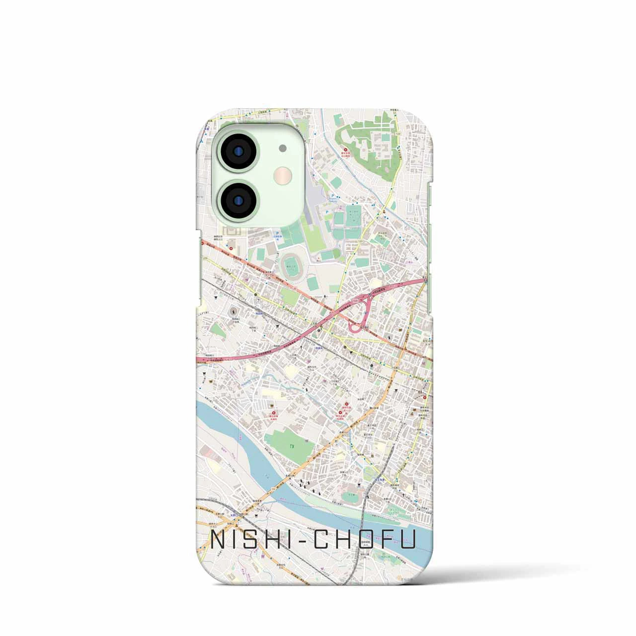 【西調布】地図柄iPhoneケース（バックカバータイプ・ナチュラル）iPhone 12 mini 用