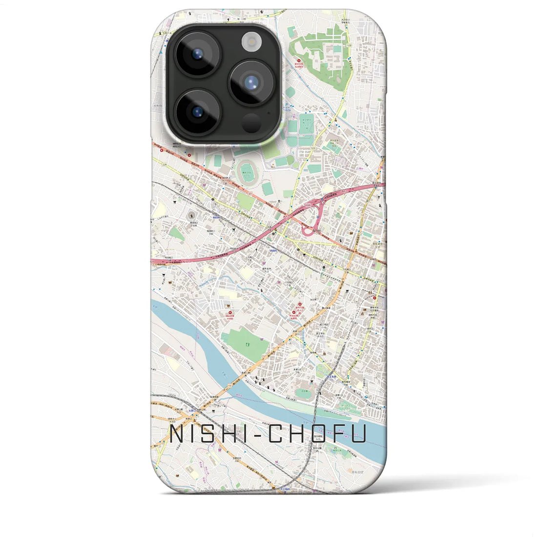 【西調布】地図柄iPhoneケース（バックカバータイプ・ナチュラル）iPhone 15 Pro Max 用