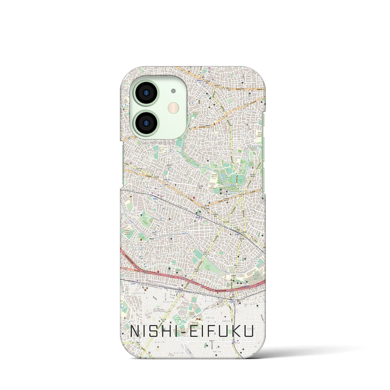 【西永福】地図柄iPhoneケース（バックカバータイプ・ナチュラル）iPhone 12 mini 用