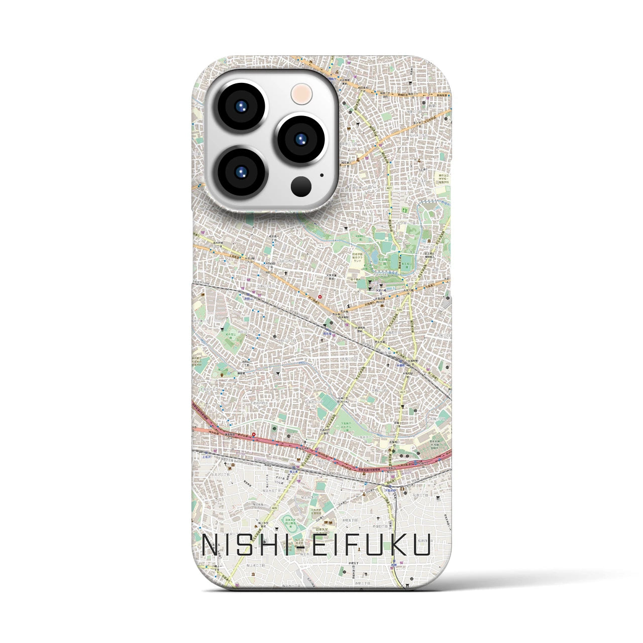 【西永福】地図柄iPhoneケース（バックカバータイプ・ナチュラル）iPhone 13 Pro 用