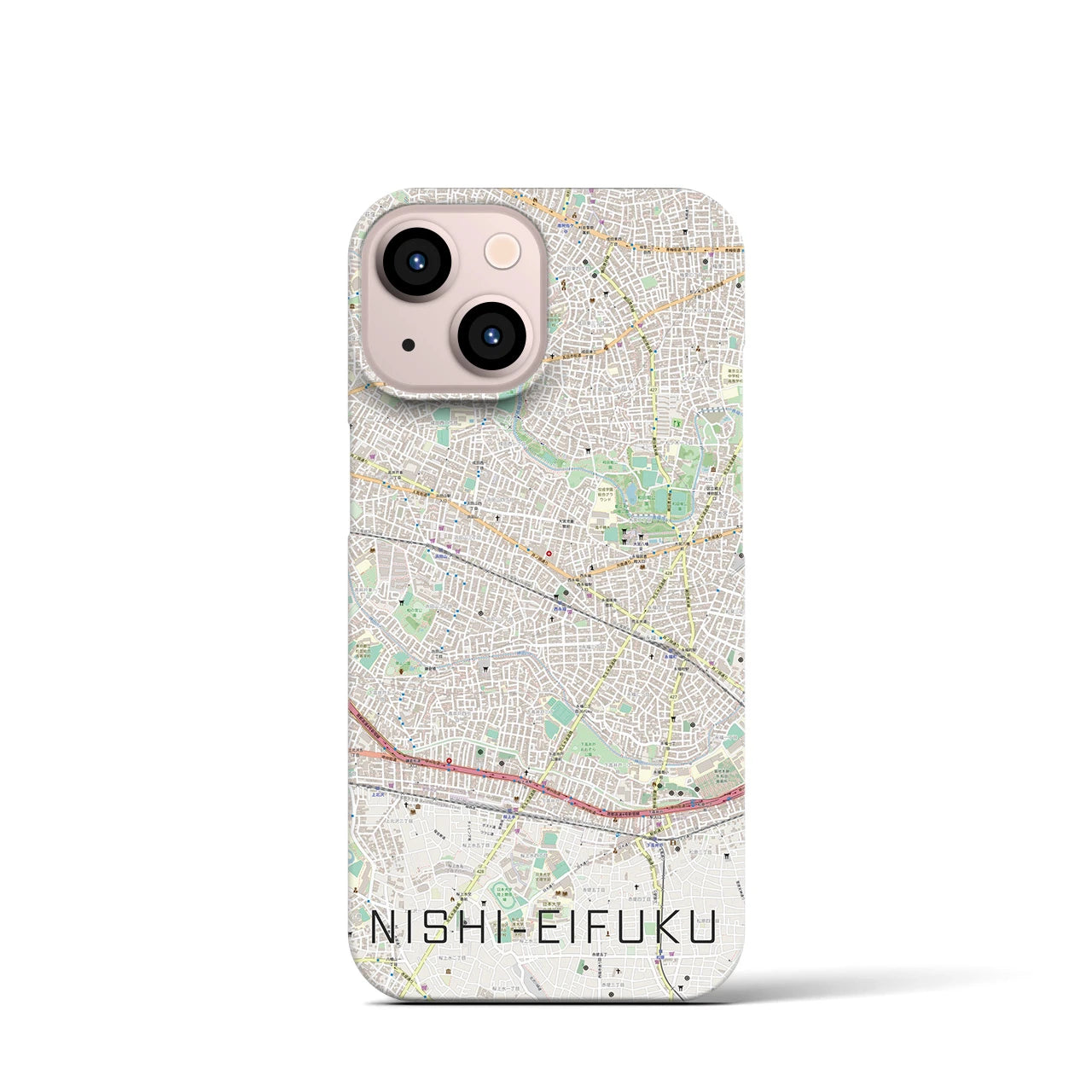 【西永福】地図柄iPhoneケース（バックカバータイプ・ナチュラル）iPhone 13 mini 用