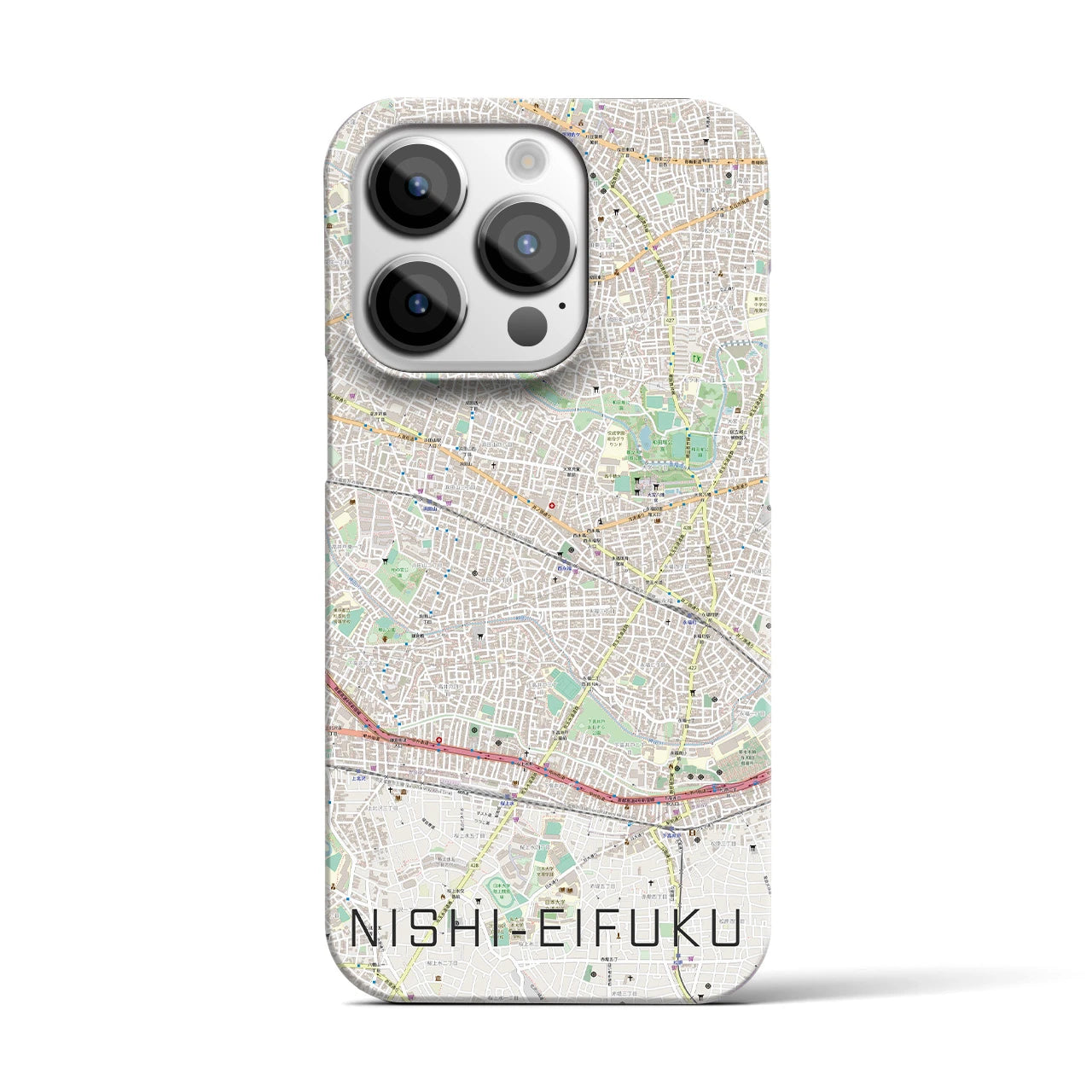 【西永福】地図柄iPhoneケース（バックカバータイプ・ナチュラル）iPhone 14 Pro 用