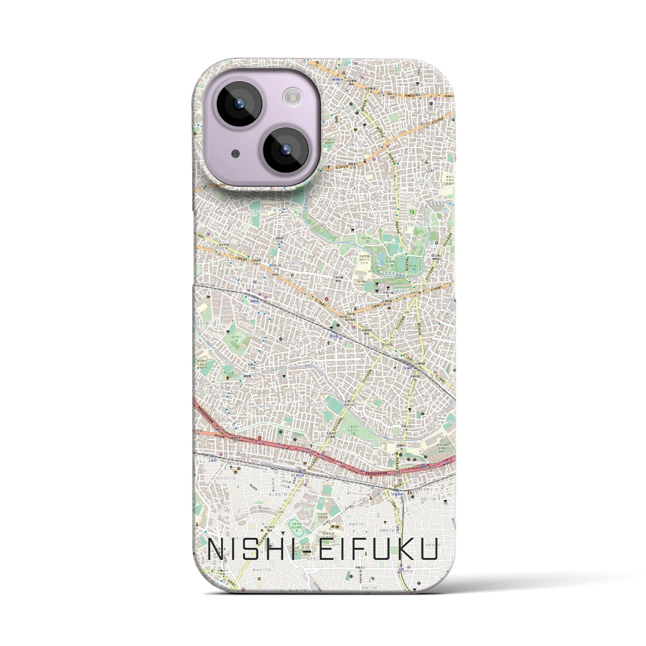 【西永福】地図柄iPhoneケース（バックカバータイプ・ナチュラル）iPhone 14 用