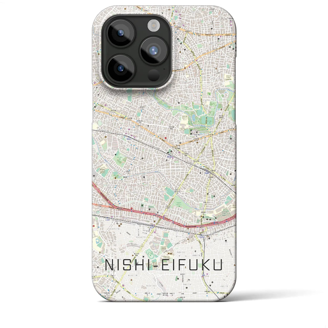 【西永福】地図柄iPhoneケース（バックカバータイプ・ナチュラル）iPhone 15 Pro Max 用
