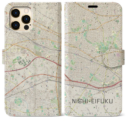 【西永福（東京都）】地図柄iPhoneケース（手帳タイプ）ナチュラル・iPhone 12 Pro Max 用