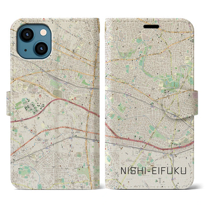 【西永福（東京都）】地図柄iPhoneケース（手帳タイプ）ナチュラル・iPhone 13 用