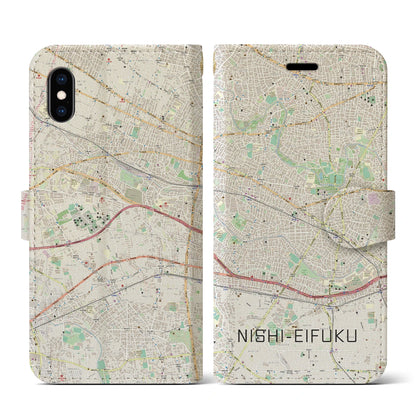 【西永福（東京都）】地図柄iPhoneケース（手帳タイプ）ナチュラル・iPhone XS / X 用